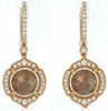 ESTATE LARGE 4.55CT WHITE & CHOCOLATE FANCY DIAMOND 18KT ROSE GOLD HALO EARRINGS