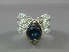 ANTIQUE WIDE 2.3CT OLD MINE DIAMOND & SAPPHIRE 14K WHITE GOLD V SHAPE RING 22572