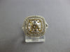 WIDE 1.34CT WHITE & FANCY YELLOW DIAMOND 18KT 2 TONE GOLD ROUND DOUBLE HALO RING