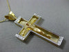ESTATE LARGE .35CT DIAMOND 14KT TWO TONE GOLD 3 DIMENSION CROSS PENDANT #9875