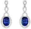 LARGE 2.07CT DIAMOND & AAA TANZANITE 14KT WHITE GOLD OVAL HALO HANGING EARRINGS