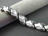 ESTATE WIDE 14KT WHITE GOLD CLASSIC MATTE & SHINY WAVE DESIGN BRACELET #23285