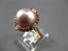 LARGE .59CT DIAMOND & AAA RHODOLITE & PINK SOUTH SEA PEARL 18K ROSE GOLD 3D RING