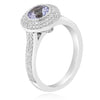 1.14CT DIAMOND & AAA AMETHYST 18KT WHITE GOLD DOUBLE HALO BEZEL ENGAGEMENT RING