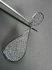 ANTIQUE EXTRA LARGE 3.35CT DIAMOND 18KT WHITE GOLD PEAR SHAPE HANGING EARRINGS