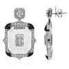 EXTRA LARGE 3.57CT DIAMOND & AAA BLACK ONYX & CRYSTAL 18K WHITE GOLD EARRINGS