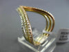 EXTRA LARGE .60CT DIAMOND 18K WHITE YELLOW & ROSE GOLD 3D THREE ROW V SHAPE RING