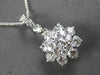 ESTATE LARGE 1.27CT DIAMOND 14KT WHITE GOLD FLOWER FILIGREE FUN FLOATING PENDANT