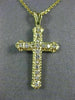 ANTIQUE .30CT DIAMOND 14KT YELLOW GOLD 3D CLASSIC CROSS FLOATING PENDANT #2891
