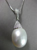 ESTATE LARGE AAA SOUTH SEA PEARL & DIAMOND 14KT WHITE GOLD PENDANT W/ CHAIN #634