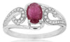 .99CT DIAMOND & AAA RUBY 14KT WHITE GOLD OVAL & ROUND CRISS CROSS FILIGREE RING