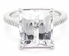 LARGE 7.57CT DIAMOND & AAA KUNZITE 18KT WHITE GOLD PRINCESS & ROUND CLASSIC RING