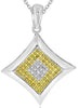 .22CT WHITE & FANCY YELLOW DIAMOND 14KT WHITE GOLD GEOMETRICAL FLOATING PENDANT