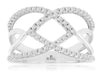 ESTATE WIDE .38CT DIAMOND 14KT WHITE GOLD ROUND CRISS CROSS GEOMETRICAL FUN RING