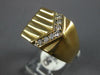 ESTATE WIDE .34CT DIAMOND 14KT YELLOW GOLD 3D V SHAPE MULTI ROW SQUARE MENS RING