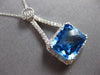 LARGE 8.49CT DIAMOND & AAA BLUE TOPAZ 14KT WHITE GOLD 3D CUSHION & ROUND PENDANT