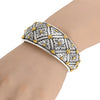 LARGE AAA MOTHER OF PEARL 18KT YELLOW GOLD & 925 SILVER 3D CUFF BANGLE BRACELET