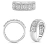 WIDE .64CT DIAMOND 14KT WHITE GOLD 3D ROUND & BAGUETTE WEDDING ANNIVERSARY RING
