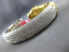 LARGE 27.09CT MULTI COLOR DIAMOND & AAA EMERALD 18KT 2 TONE GOLD BANGLE BRACELET