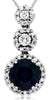 1.39CT DIAMOND & AAA SAPPHIRE 14K WHITE GOLD ROUND HALO JOURNEY FLOATING PENDANT