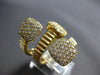 LARGE 1.44CT DIAMOND 14KT YELLOW GOLD 3D CLUSTER SQUARE FLEXIBLE SNAKE FUN RING