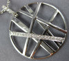 ESTATE LARGE .21CT DIAMOND 18KT WHITE GOLD CIRCULAR CRISS CROSS WEB FUN PENDANT