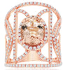 LARGE 3.65CT DIAMOND & AAA MORGANITE 14KT ROSE GOLD 3D FILIGREE FLORAL LOVE RING