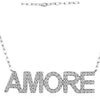 ESTATE .32CT DIAMOND 14KT WHITE GOLD 3D CLASSIC AMORE LOVE NECKLACE