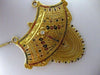 ANTIQUE OLD MINE DIAMOND 22KT YELLOW GOLD ENAMEL FILIGREE HANGING NECKLACE #2122