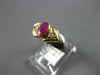 ESTATE .72CT DIAMOND & AAA RUBY 14KT YELLOW GOLD OVAL & ROUND DOUBLE V FUN RING