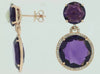 24.47CT DIAMOND & AAA AMETHYST 14KT ROSE GOLD 3D ROUND HALO FUN HANGING EARRINGS