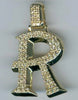 ESTATE LARGE .79CT DIAMOND 14KT YELLOW GOLD 3D R INITIAL FUN FLOATING PENDANT