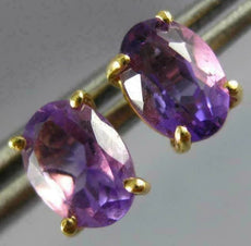ESTATE 1.80CT AAA AMETHYST 14KT YELLOW GOLD 3D OVAL STUD EARRINGS #22822