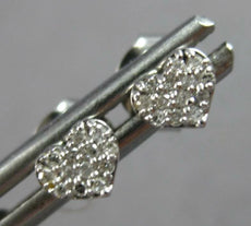 ESTATE SMALL .07CT DIAMOND 14KT WHITE GOLD 3D PAVE HEART LOVE STUD EARRINGS