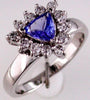 ESTATE 1.07CT DIAMOND & AAA TANZANITE 14KT WHITE GOLD TRILLION & ROUND FUN RING