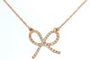 ESTATE .25CT DIAMOND 14KT ROSE GOLD 3D CLASSIC BOW CANCER AWARENESS NECKLACE