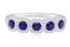 ESTATE .75CT DIAMOND & AAA SAPPHIRE 14KT WHITE GOLD 3D OCTAGON 5 STONE HALO RING