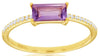 0.58CT DIAMOND & AAA AMETHYST 14K YELLOW GOLD EMERALD CUT & ROUND FRIENDSHIP RING