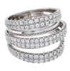 ESTATE LARGE 2.2CT DIAMOND 18K WHITE GOLD 3D CLASSIC MULTI ROW FUN COCKTAIL RING