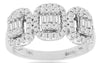 .75CT DIAMOND 14KT WHITE GOLD 3D ROUND & BAGUETTE PAST PRESENT FUTURE FUN RING