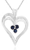 .10CT AAA SAPPHIRE 14KT WHITE GOLD 3D 3 STONE DOUBLE HEART LOVE FLOATING PENDANT