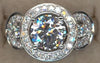 LARGE 2.12CT DIAMOND 14KT WHITE GOLD ROUND 3 STONE HALO CLASSIC ENGAGEMENT RING