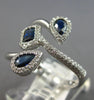 ESTATE WIDE 1.23CT DIAMOND & AAA SAPPHIRE 14KT WHITE GOLD MULTI SHAPE LOVE RING