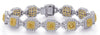 LARGE 7.47CT WHITE & FANCY YELLOW DIAMOND 14KT 2 TONE GOLD LINK TENNIS BRACELET