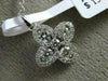 ESTATE .47CT DIAMOND 18K WHITE GOLD 4 CLOVER HALO ETOILE FLOWER FLOATING PENDANT