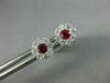 ESTATE .63CT DIAMOND & AAA RUBY 18KT WHITE GOLD 3D CLUSTER FLOWER STUD EARRINGS