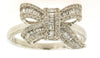 ESTATE .50CT DIAMOND 14KT WHITE GOLD 3D ROUND & BAGUETTE CLASSIC BOW RING