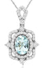 .93CT DIAMOND & AAA AQUAMARINE 14KT WHITE GOLD 3D OVAL & ROUND FLOATING PENDANT