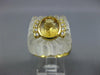 ESTATE LARGE 2.60CT DIAMOND AAA YELLOW TOPAZ & QUARTZ 14K YELLOW GOLD BEZEL RING