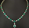 LARGE 25.16CT DIAMOND & AAA EMERALD 18K 2 TONE GOLD 3D CUSHION & ROUND NECKLACE